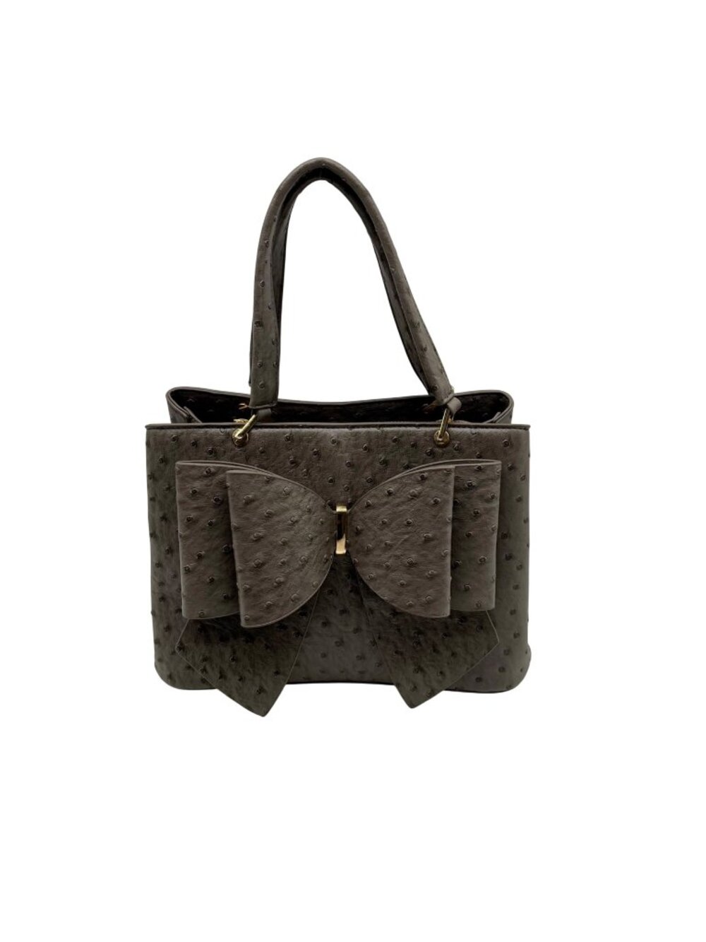 Grossi Grey Faux Leather Ostrich-Textureed Tote Bag